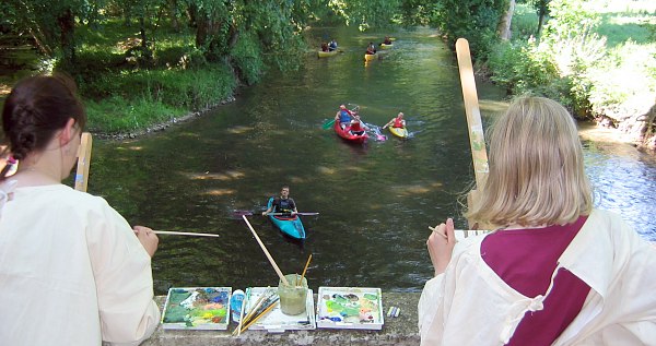 Patricia et Anabelle, les cano�s de Saint Clair, sur et sous le pont d'Aveny