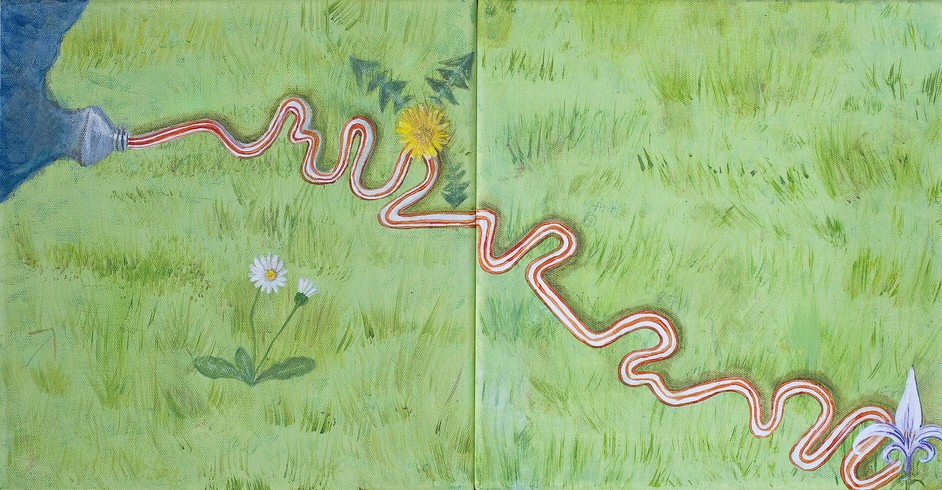 La Seine, en coulure style bandes voiles vikings. Tube au Havres. Cration gniale de Kay Phillips d'Authevernes, en 2012. C'est aisi que c'est  Authevernes que  l'on a install des tubes de peinture gants