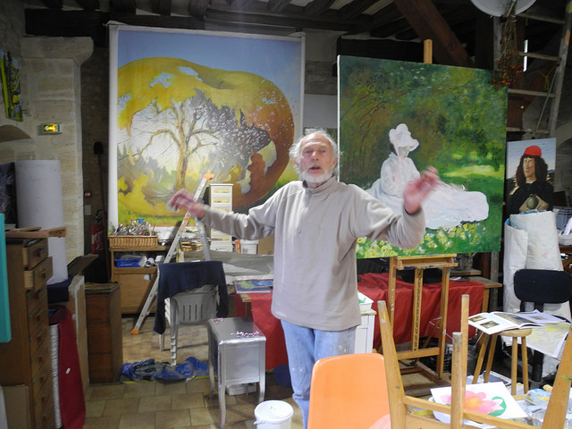 Copie puis transformation d'un tableau de Claude Monet par John Taylor en 2014, valorisation du patrimoine impressionnisme Ile de France -Normandie, et les pommes de Saint Clair sur Epte