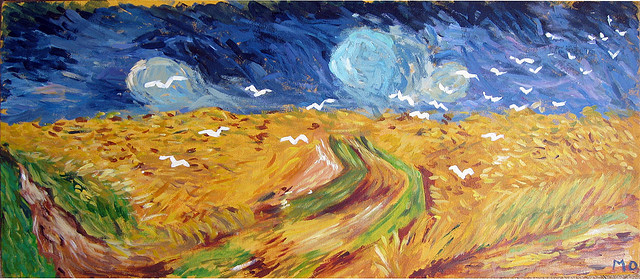 les corbeaux noirs de Van Gogh en belles colombes blanches de la paix par Monique Laffitte 