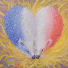 Petit coeur bleu blanc rouge herissons