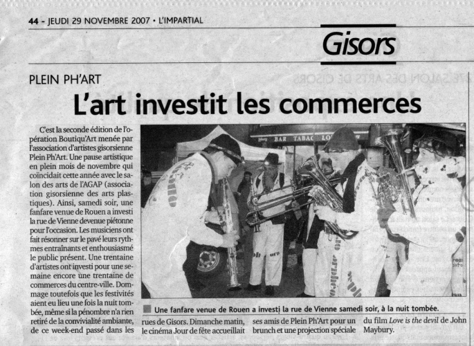 article de l'Impartial, 29 novembre 2007Revue de presse pour l'vnement BOUTIQU'ART deuxime dition, novembre 2007