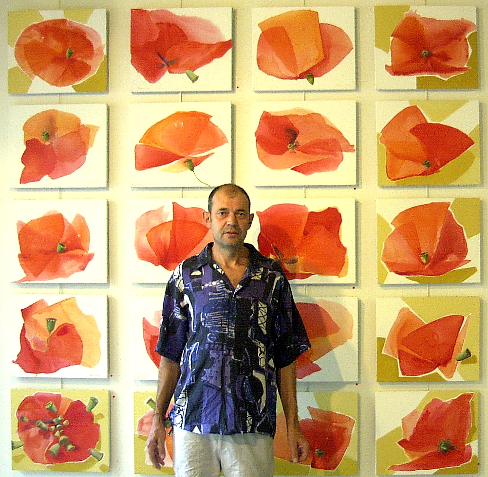 Pierre Marcel pense qu'un beau mur d'un beau sige social d'une belle entreprise mritera un beau jour de recevoir une oeuvre telle que celle ci, une composition de coquelicots. 