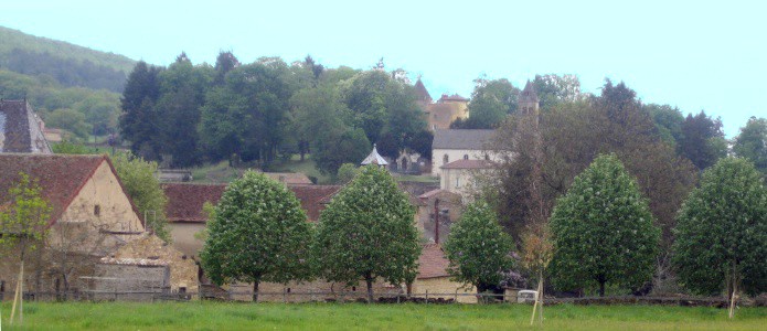 En arrière plan, l'église et le château de Saint Point.